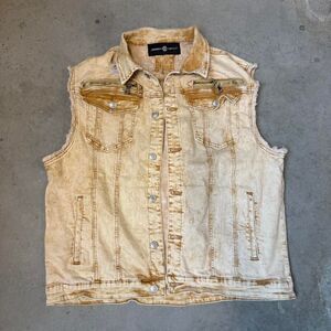 Legendary Rawyalty Tan Washed Denim Vest Jacket